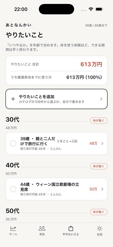 やりたいことタブ